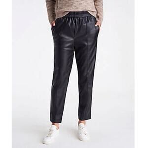 NWT Ann Taylor The Faux Leather Pull On Ankle Pant Black Size XS
